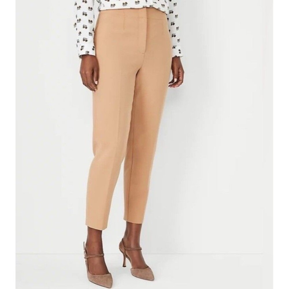 ANN TAYLOR The Lana Slim‎ Pants Career Preepy Trouser 4 Tan /Camel